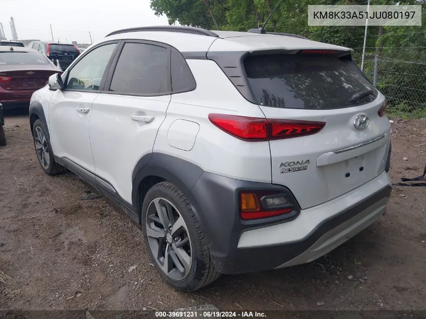 KM8K33A51JU080197 2018 Hyundai Kona Limited