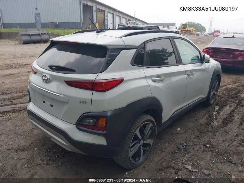 KM8K33A51JU080197 2018 Hyundai Kona Limited