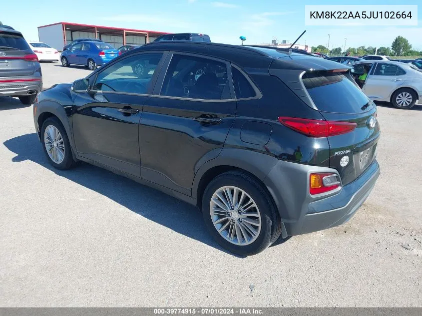 2018 Hyundai Kona Sel VIN: KM8K22AA5JU102664 Lot: 39774915