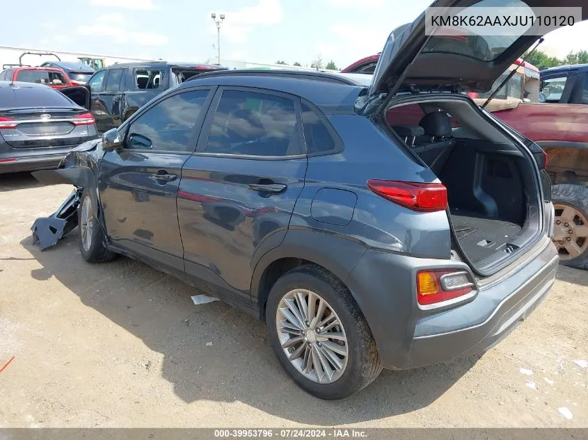 2018 Hyundai Kona Sel VIN: KM8K62AAXJU110120 Lot: 39953796