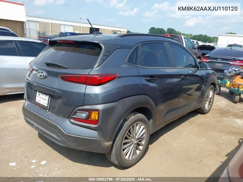 2018 Hyundai Kona Sel VIN: KM8K62AAXJU110120 Lot: 39953796