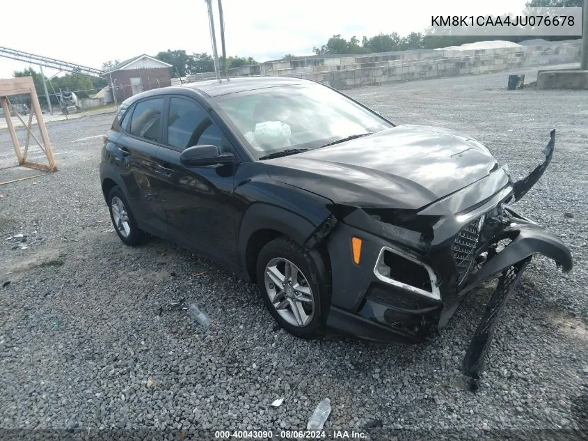 2018 Hyundai Kona Se VIN: KM8K1CAA4JU076678 Lot: 40043090