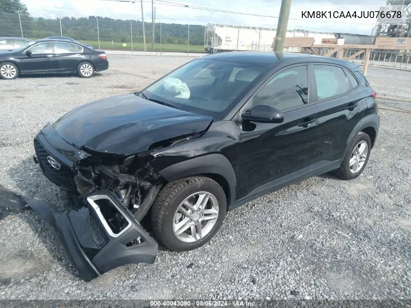 2018 Hyundai Kona Se VIN: KM8K1CAA4JU076678 Lot: 40043090