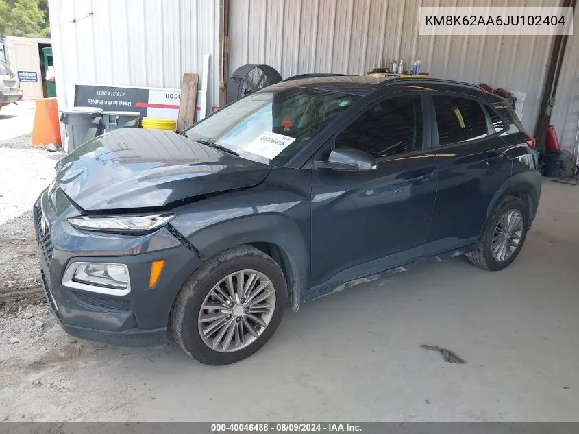 2018 Hyundai Kona Sel VIN: KM8K62AA6JU102404 Lot: 40046488