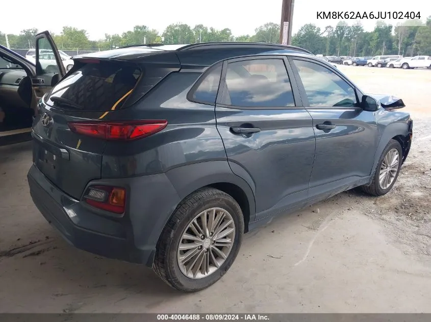 2018 Hyundai Kona Sel VIN: KM8K62AA6JU102404 Lot: 40046488