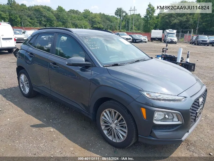 2018 Hyundai Kona Sel VIN: KM8K2CAA9JU114824 Lot: 40113111