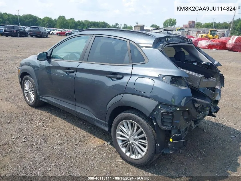 2018 Hyundai Kona Sel VIN: KM8K2CAA9JU114824 Lot: 40113111