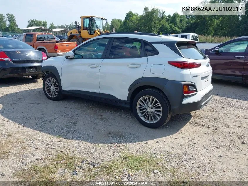 2018 Hyundai Kona Sel VIN: KM8K62AA7JU102217 Lot: 40211891