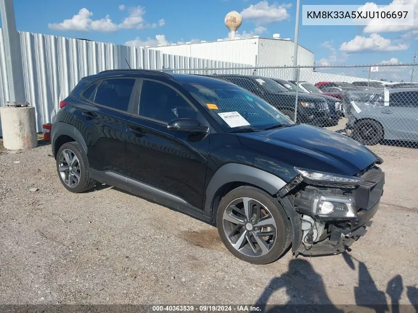 2018 Hyundai Kona Limited VIN: KM8K33A5XJU106697 Lot: 40363539