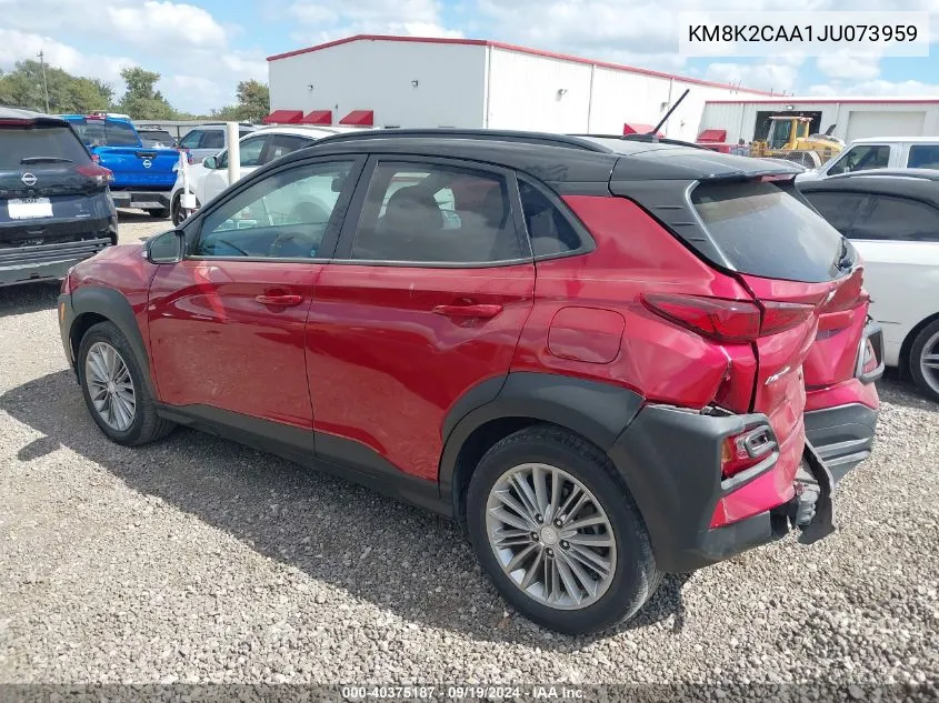 2018 Hyundai Kona Sel VIN: KM8K2CAA1JU073959 Lot: 40375187