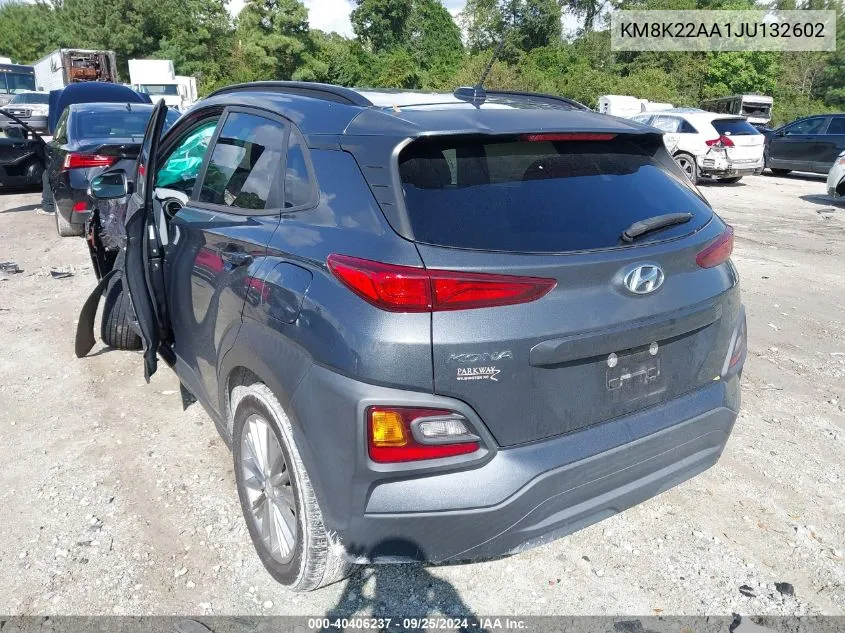 2018 Hyundai Kona Sel VIN: KM8K22AA1JU132602 Lot: 40406237