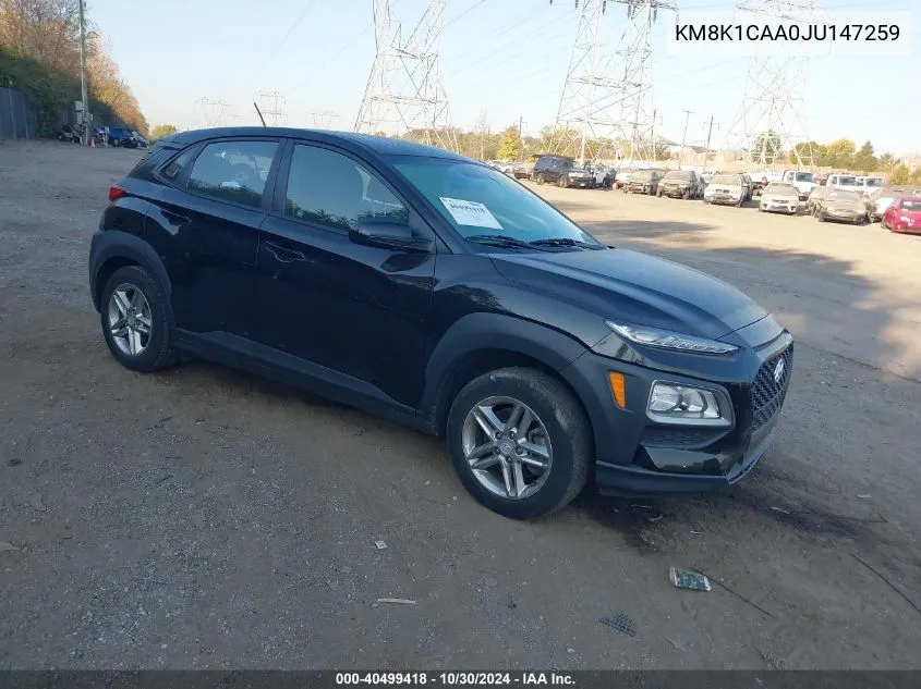 2018 Hyundai Kona Se VIN: KM8K1CAA0JU147259 Lot: 40499418