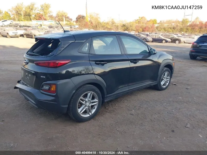 2018 Hyundai Kona Se VIN: KM8K1CAA0JU147259 Lot: 40499418