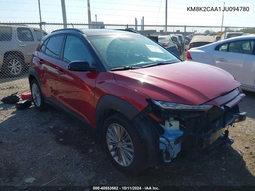 2018 Hyundai Kona Sel VIN: KM8K2CAA1JU094780 Lot: 40553562