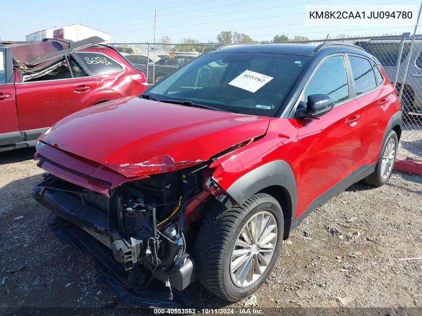 2018 Hyundai Kona Sel VIN: KM8K2CAA1JU094780 Lot: 40553562