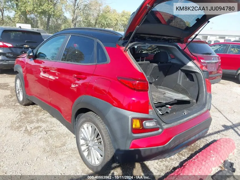 2018 Hyundai Kona Sel VIN: KM8K2CAA1JU094780 Lot: 40553562