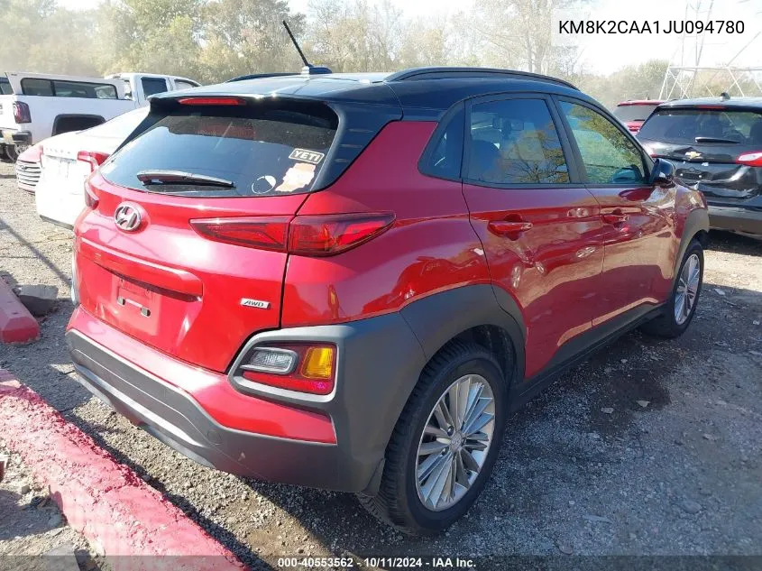 2018 Hyundai Kona Sel VIN: KM8K2CAA1JU094780 Lot: 40553562