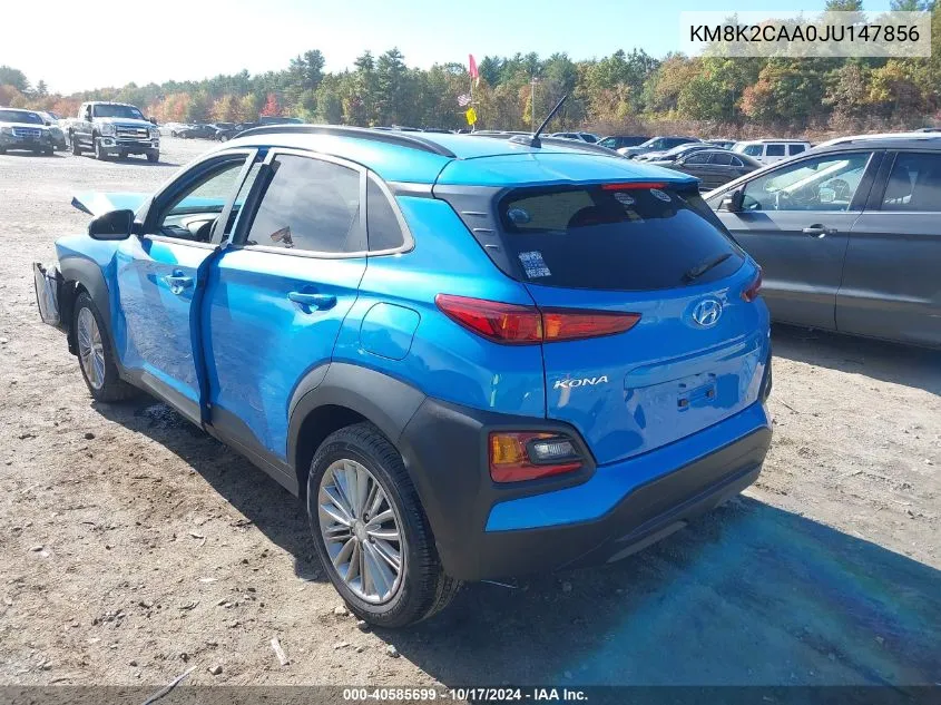 2018 Hyundai Kona Sel VIN: KM8K2CAA0JU147856 Lot: 40585699