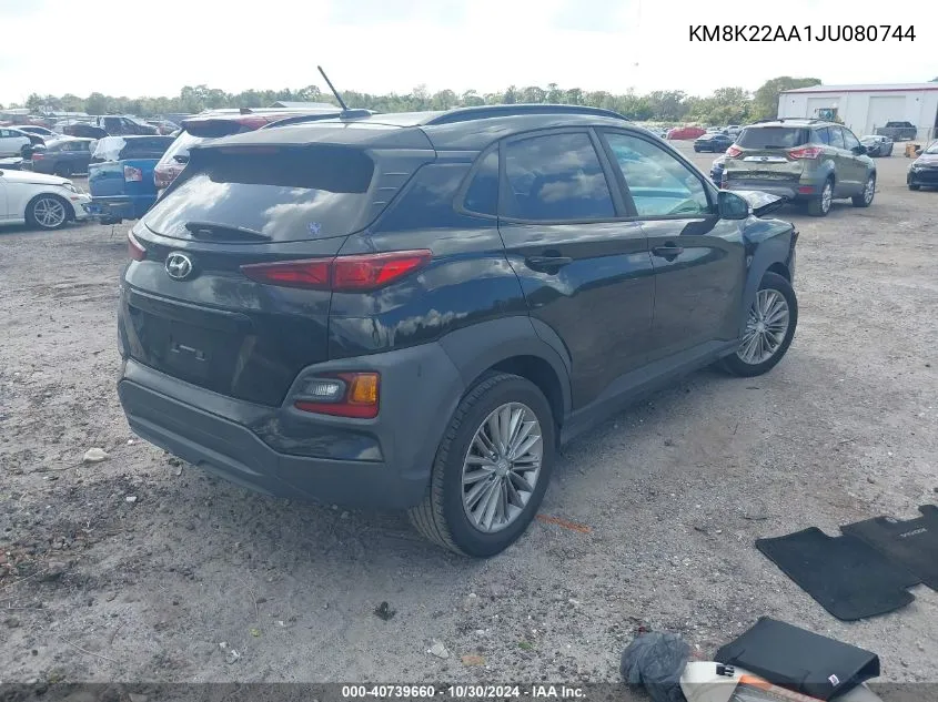 2018 Hyundai Kona Sel VIN: KM8K22AA1JU080744 Lot: 40739660