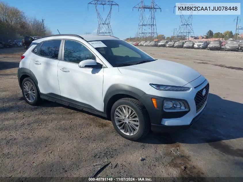 2018 Hyundai Kona Sel VIN: KM8K2CAA1JU078448 Lot: 40791149