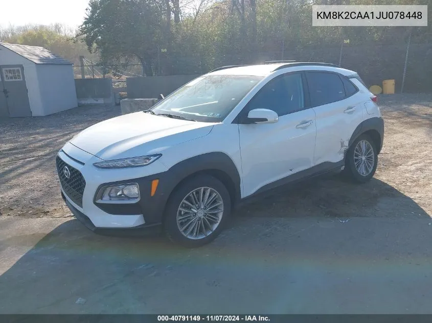 2018 Hyundai Kona Sel VIN: KM8K2CAA1JU078448 Lot: 40791149