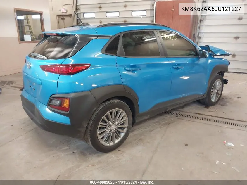 2018 Hyundai Kona Sel VIN: KM8K62AA6JU121227 Lot: 40889020