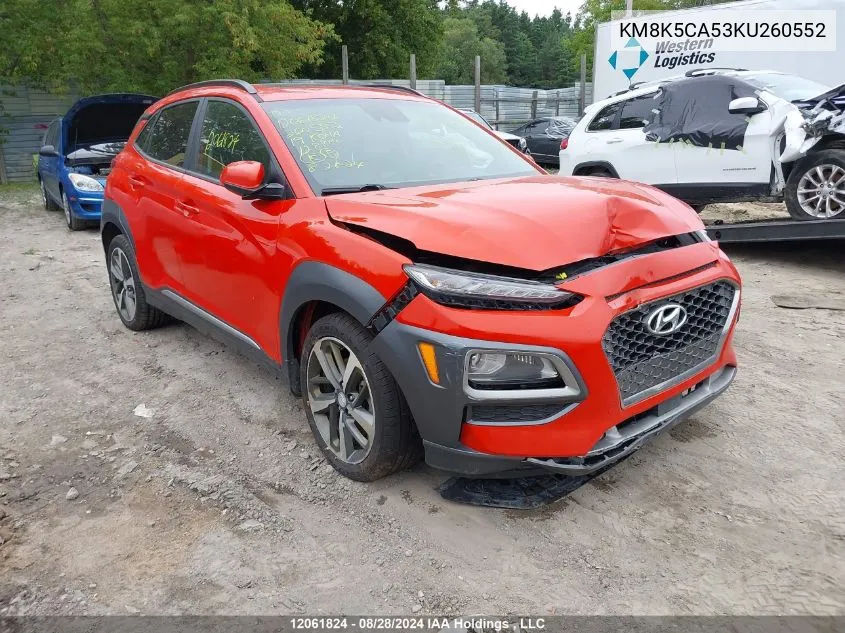 2019 Hyundai Kona Ultimate VIN: KM8K5CA53KU260552 Lot: 12061824