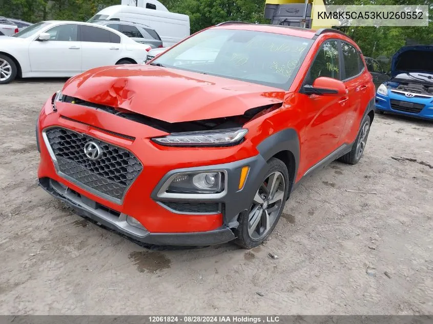 2019 Hyundai Kona Ultimate VIN: KM8K5CA53KU260552 Lot: 12061824