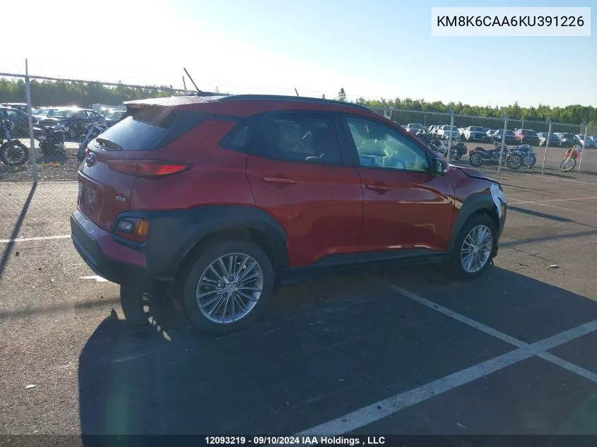 2019 Hyundai Kona 2.0L Luxury VIN: KM8K6CAA6KU391226 Lot: 12093219