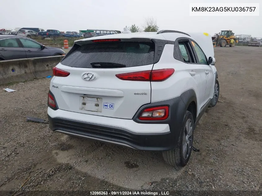 2019 Hyundai Kona Sel VIN: KM8K23AG5KU036757 Lot: 12095263