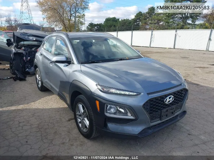 2019 Hyundai Kona Se VIN: KM8K1CAA2KU205583 Lot: 12143921