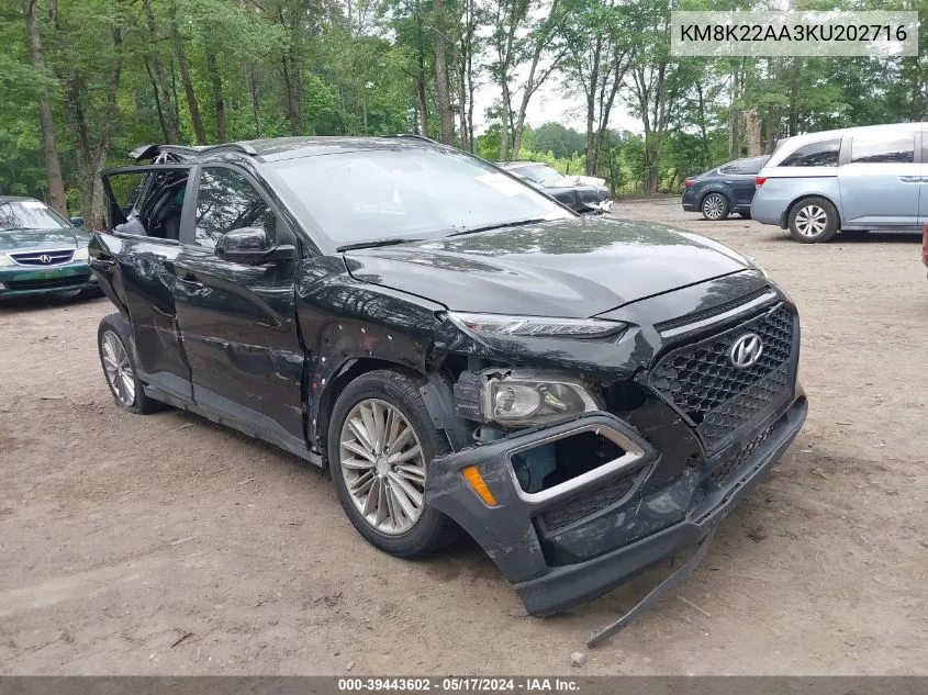 KM8K22AA3KU202716 2019 Hyundai Kona Sel