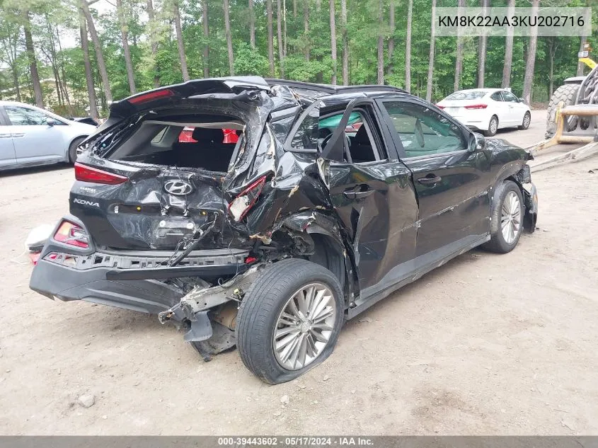 KM8K22AA3KU202716 2019 Hyundai Kona Sel