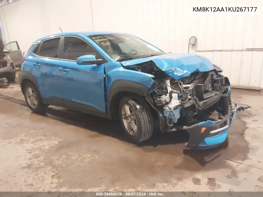 2019 Hyundai Kona Se VIN: KM8K12AA1KU267177 Lot: 39566026