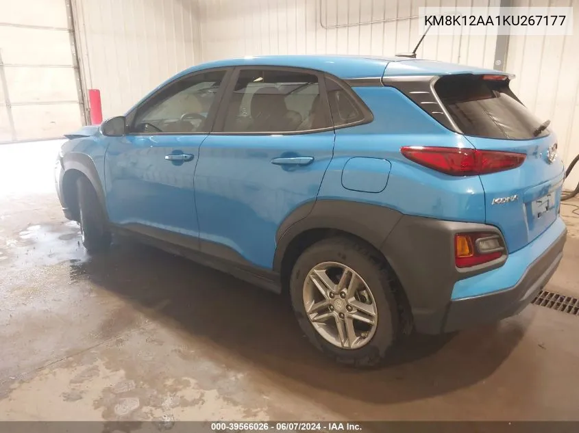 2019 Hyundai Kona Se VIN: KM8K12AA1KU267177 Lot: 39566026