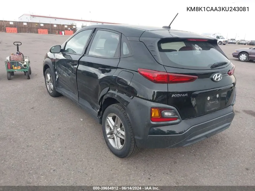 KM8K1CAA3KU243081 2019 Hyundai Kona Se