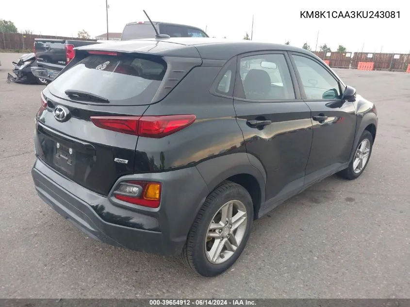 KM8K1CAA3KU243081 2019 Hyundai Kona Se