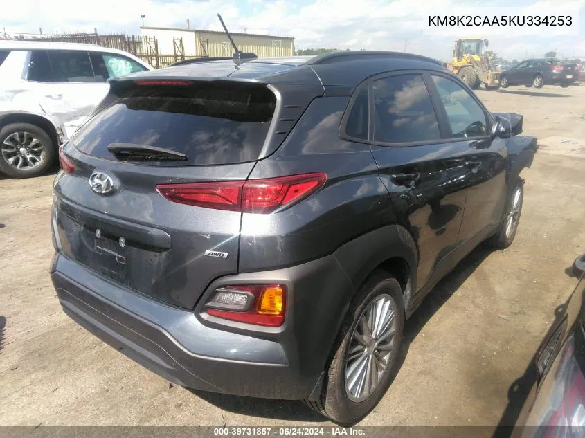 2019 Hyundai Kona Sel VIN: KM8K2CAA5KU334253 Lot: 39731857