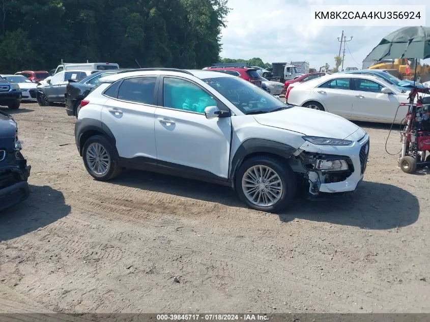 KM8K2CAA4KU356924 2019 Hyundai Kona Sel