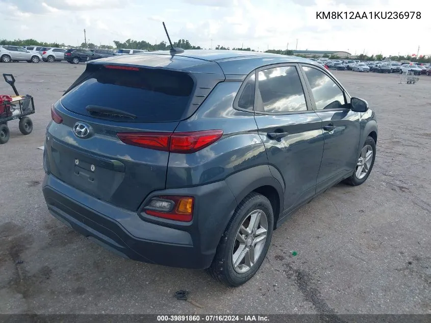 2019 Hyundai Kona Se VIN: KM8K12AA1KU236978 Lot: 39891860