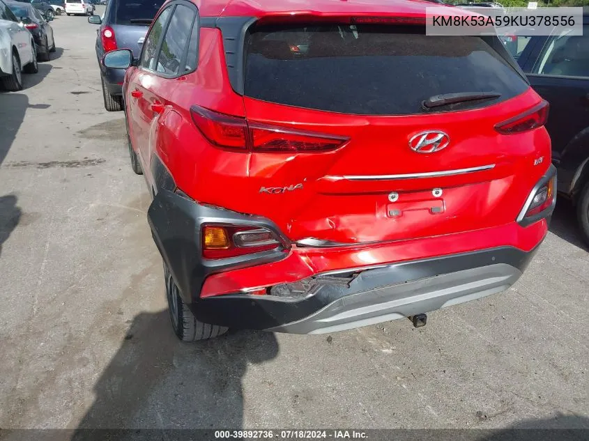 2019 Hyundai Kona Ultimate VIN: KM8K53A59KU378556 Lot: 39892736