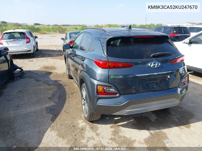 KM8K3CA52KU247670 2019 Hyundai Kona Limited