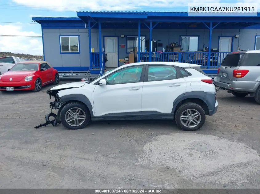 KM8K1CAA7KU281915 2019 Hyundai Kona Se