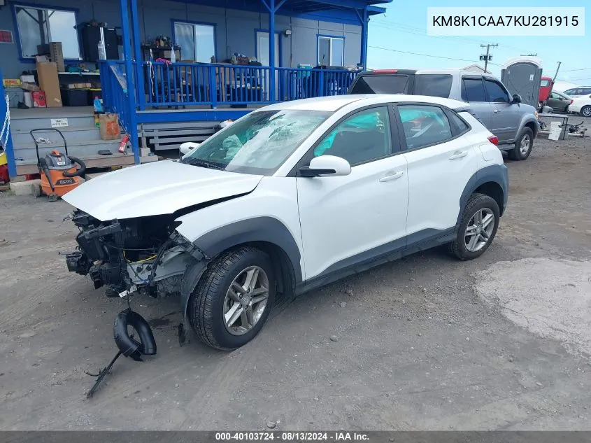 KM8K1CAA7KU281915 2019 Hyundai Kona Se