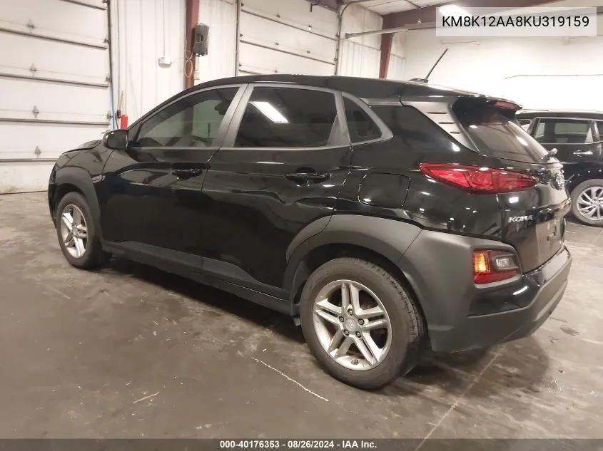 2019 Hyundai Kona Se VIN: KM8K12AA8KU319159 Lot: 40176353