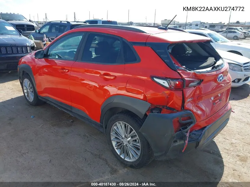 KM8K22AAXKU274772 2019 Hyundai Kona Sel