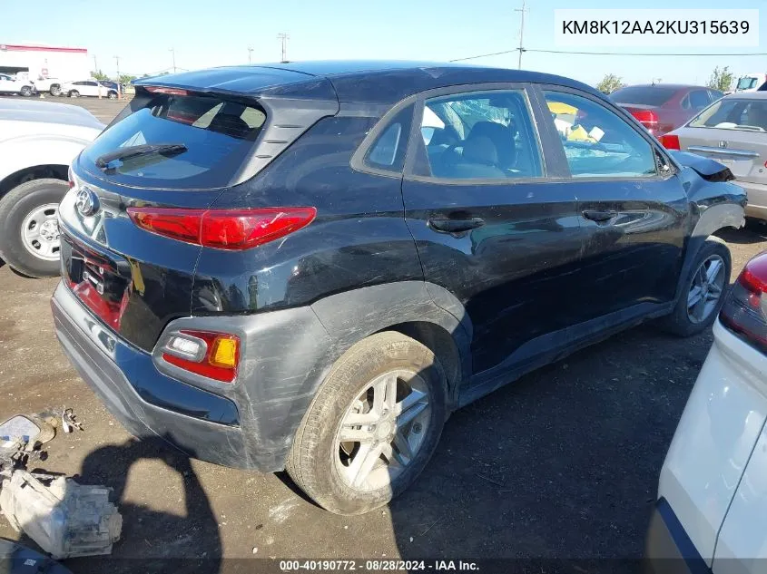 KM8K12AA2KU315639 2019 Hyundai Kona Se