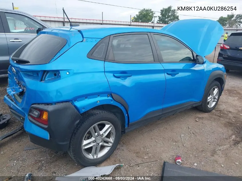 2019 Hyundai Kona Se VIN: KM8K12AA0KU286254 Lot: 40243668