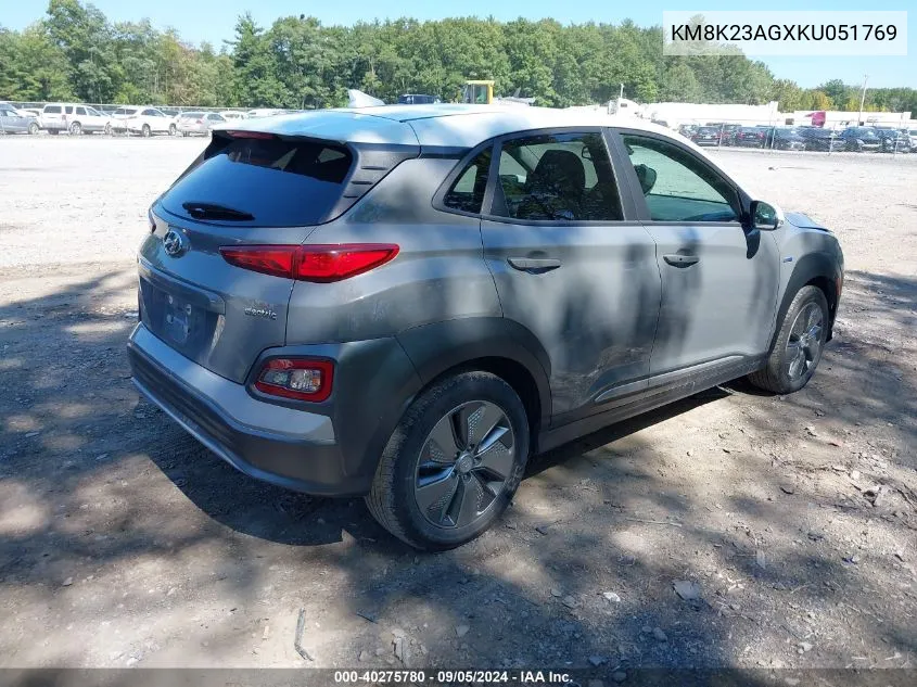 KM8K23AGXKU051769 2019 Hyundai Kona Ev Sel