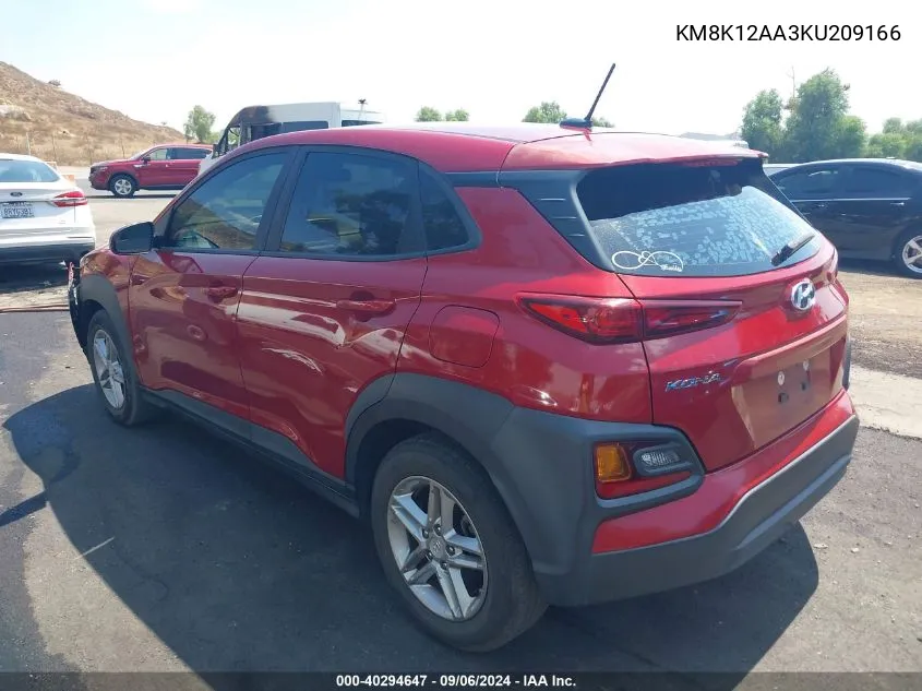 2019 Hyundai Kona Se VIN: KM8K12AA3KU209166 Lot: 40294647